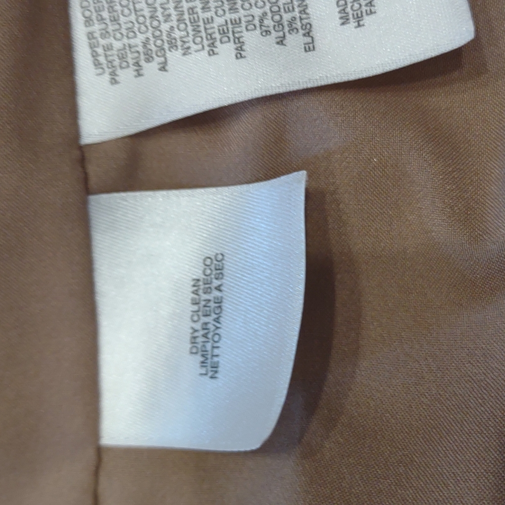 Anne Klein Sleeveless Lace Overlay Cotton Blend Tiered Skirt Tan & White Dress - Picture 9 of 11